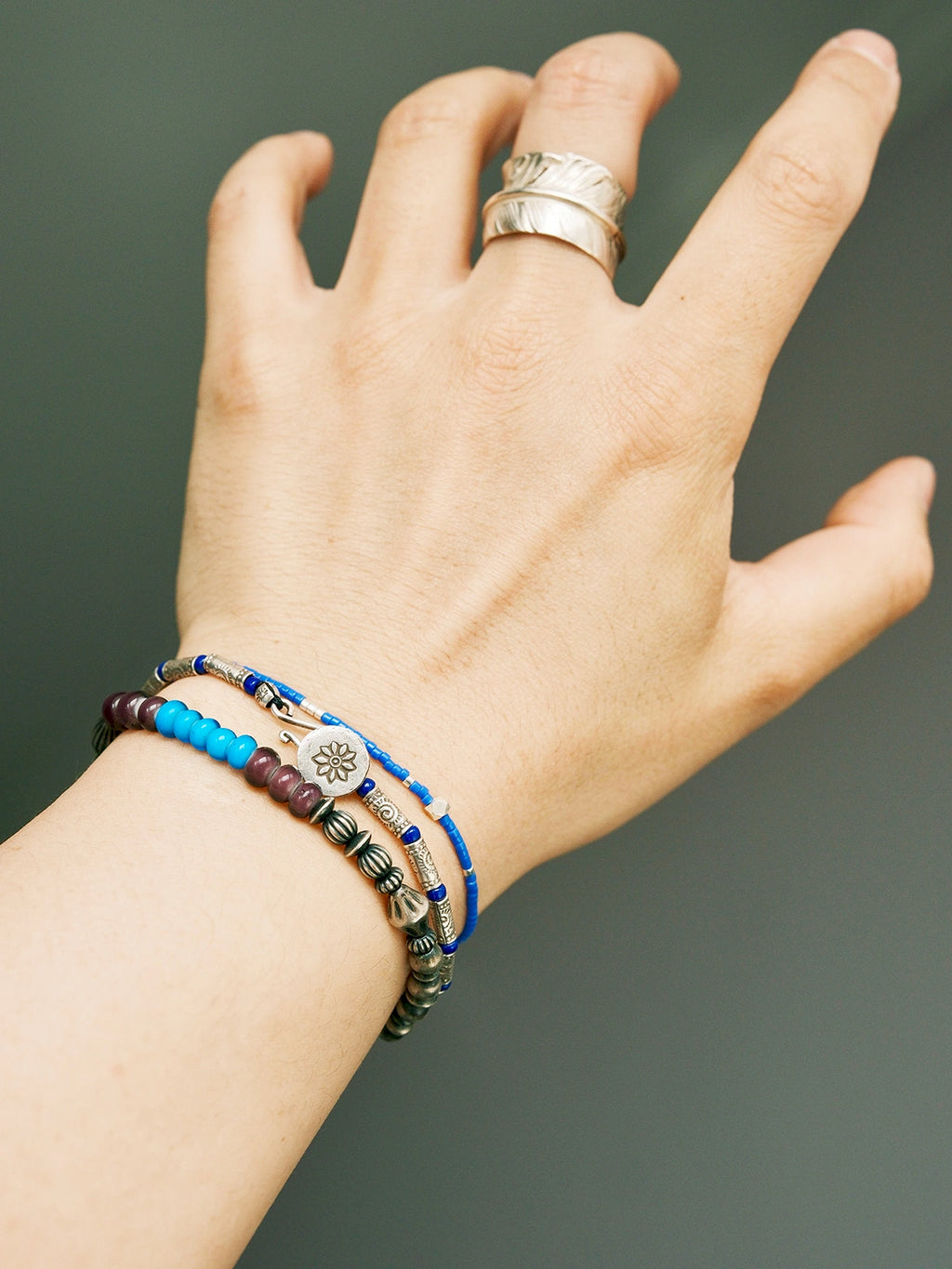 Identity Series | Blue Solstice | 990 Fine Silver & Miyuki Colored-Glaze Bracelet