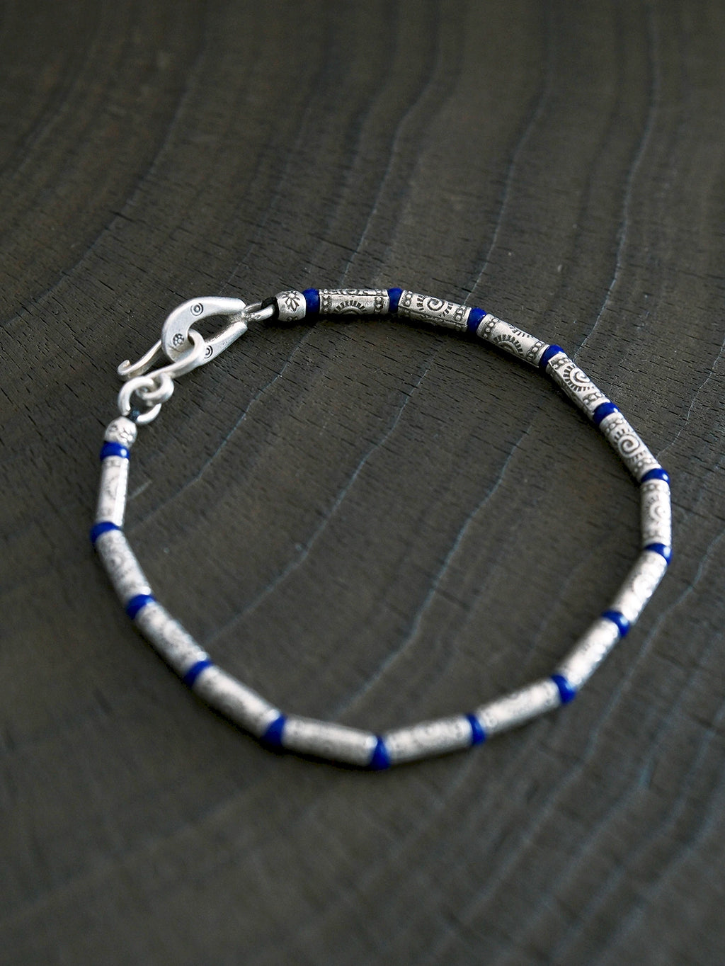 Identity Series | Blue Solstice | 990 Fine Silver & Miyuki Colored-Glaze Bracelet