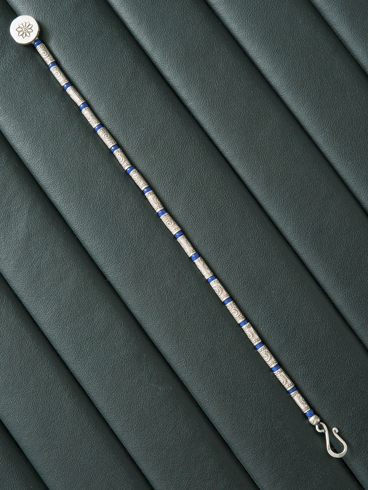 Identity Series | Blue Solstice | 990 Fine Silver & Miyuki Colored-Glaze Bracelet
