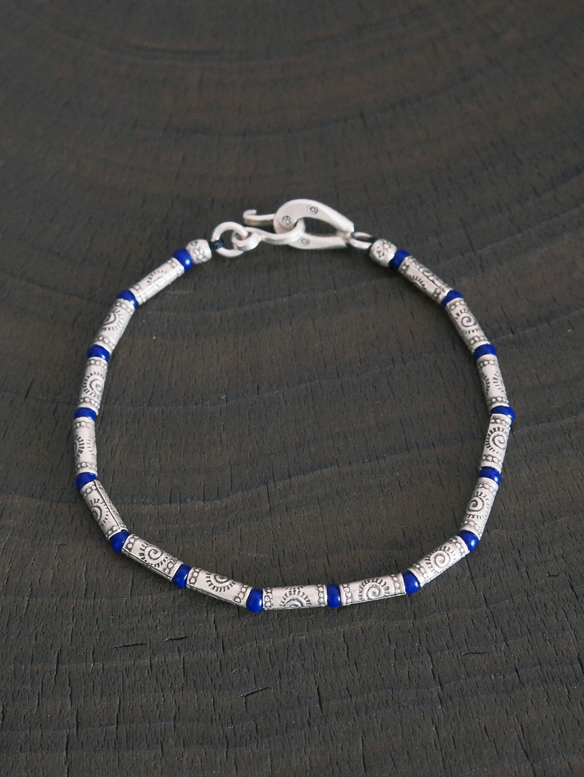 Identity Series | Blue Solstice | 990 Fine Silver & Miyuki Colored-Glaze Bracelet