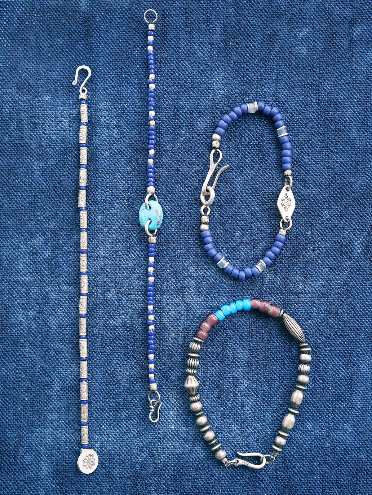 Identity Series | Blue Solstice | 990 Fine Silver & Miyuki Colored-Glaze Bracelet