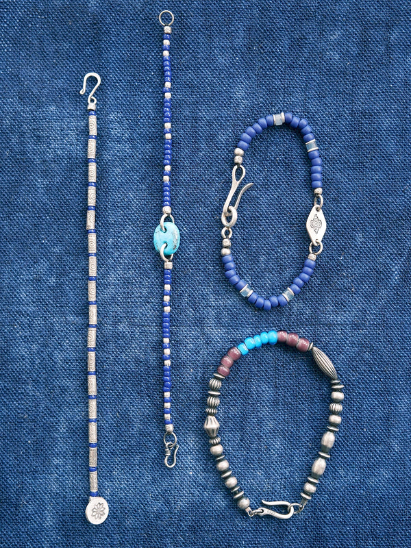 Gift-ready men’s silver bracelet from Identity Series Blue Solstice, crafted with 990 fine silver and Miyuki colored-glaze.