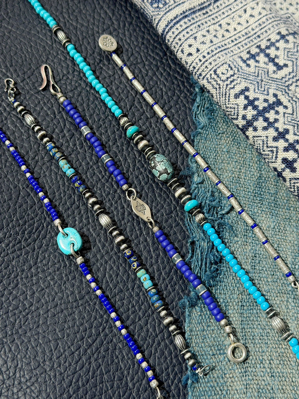 Identity Series | Blue Solstice | 990 Fine Silver & Miyuki Colored-Glaze Bracelet