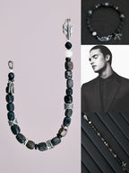 Urban Stoic Series | Dark Wing | Black Onyx, Pearl & Sterling Silver Bracelet