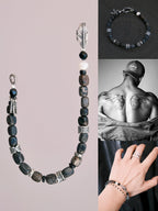 Urban Stoic Series | Dark Wing | Black Onyx, Pearl & Sterling Silver Bracelet