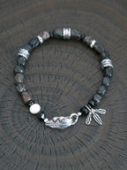 Urban Stoic Series | Dark Wing | Black Onyx, Pearl & Sterling Silver Bracelet