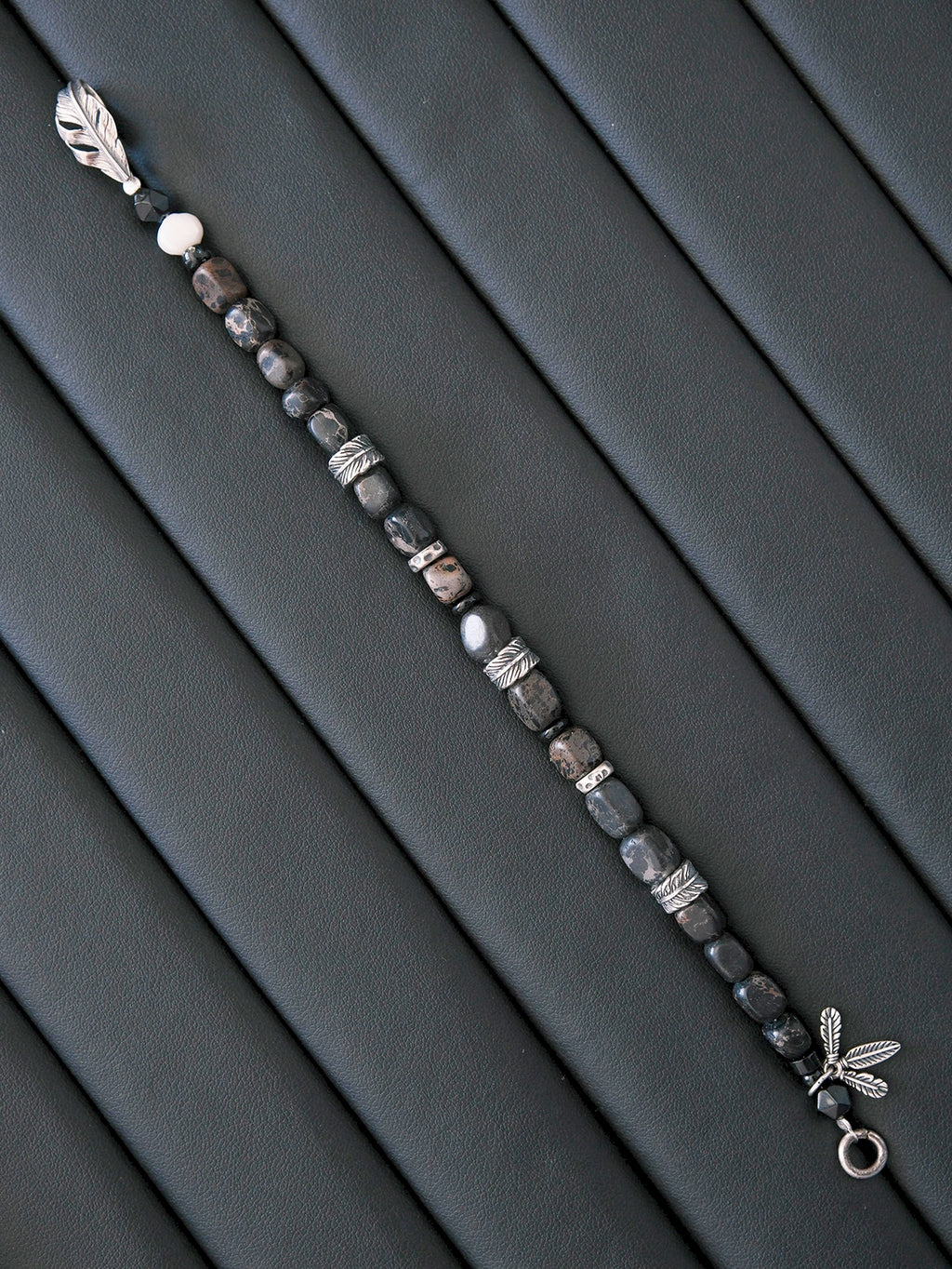 Urban Stoic Series | Dark Wing | Black Onyx, Pearl & Sterling Silver Bracelet