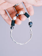 Urban Stoic Series | Mobius Heir | Pearl, Black Tourmaline & Silver Bracelet