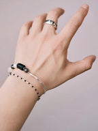 Urban Stoic Series | Mobius Heir | Pearl, Black Tourmaline & Silver Bracelet