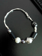 Urban Stoic Series | Mobius Heir | Pearl, Black Tourmaline & Silver Bracelet