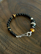 Urban Stoic Series | Black Dominion | Obsidian, Tiger Eye & Silver Bracelet