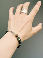 Urban Stoic Series | Black Dominion | Obsidian, Tiger Eye & Silver Bracelet