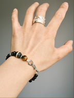 Urban Stoic Series | Black Dominion | Obsidian, Tiger Eye & Silver Bracelet