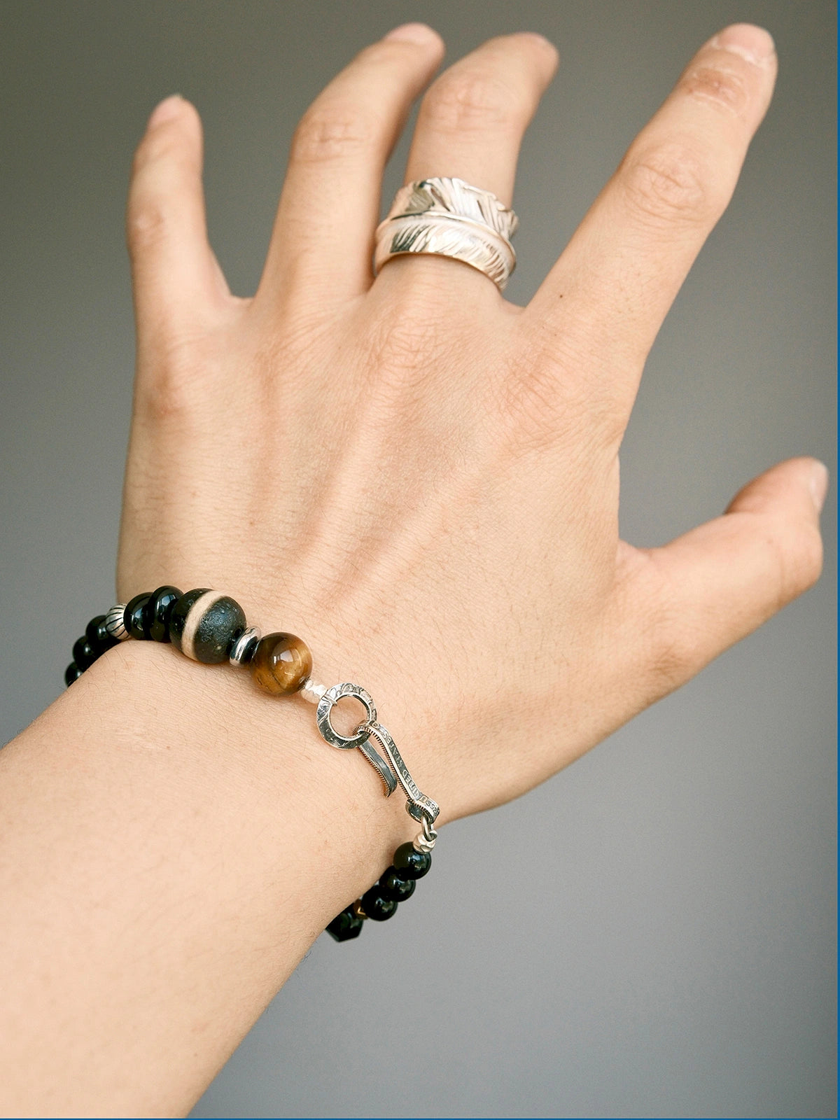 Urban Stoic Series | Black Dominion | Obsidian, Tiger Eye & Silver Bracelet