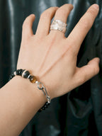 Urban Stoic Series | Black Dominion | Obsidian, Tiger Eye & Silver Bracelet