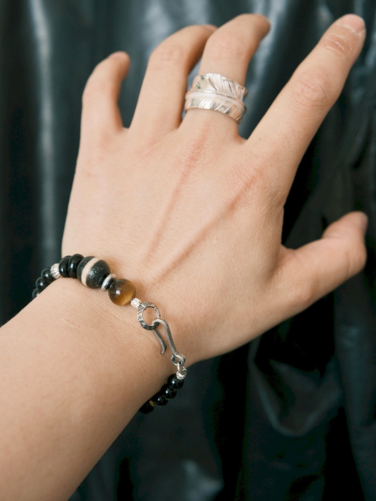 Urban Stoic Series | Black Dominion | Obsidian, Tiger Eye & Silver Bracelet