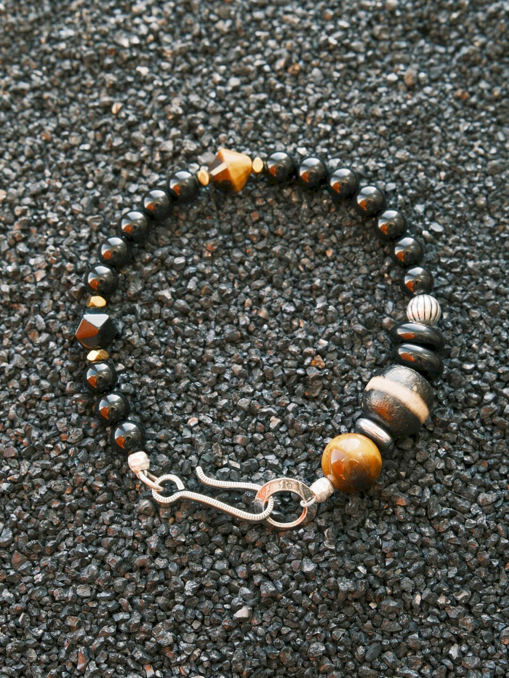 Urban Stoic Series | Black Dominion | Obsidian, Tiger Eye & Silver Bracelet