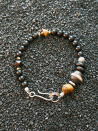 Urban Stoic Series | Black Dominion | Obsidian, Tiger Eye & Silver Bracelet