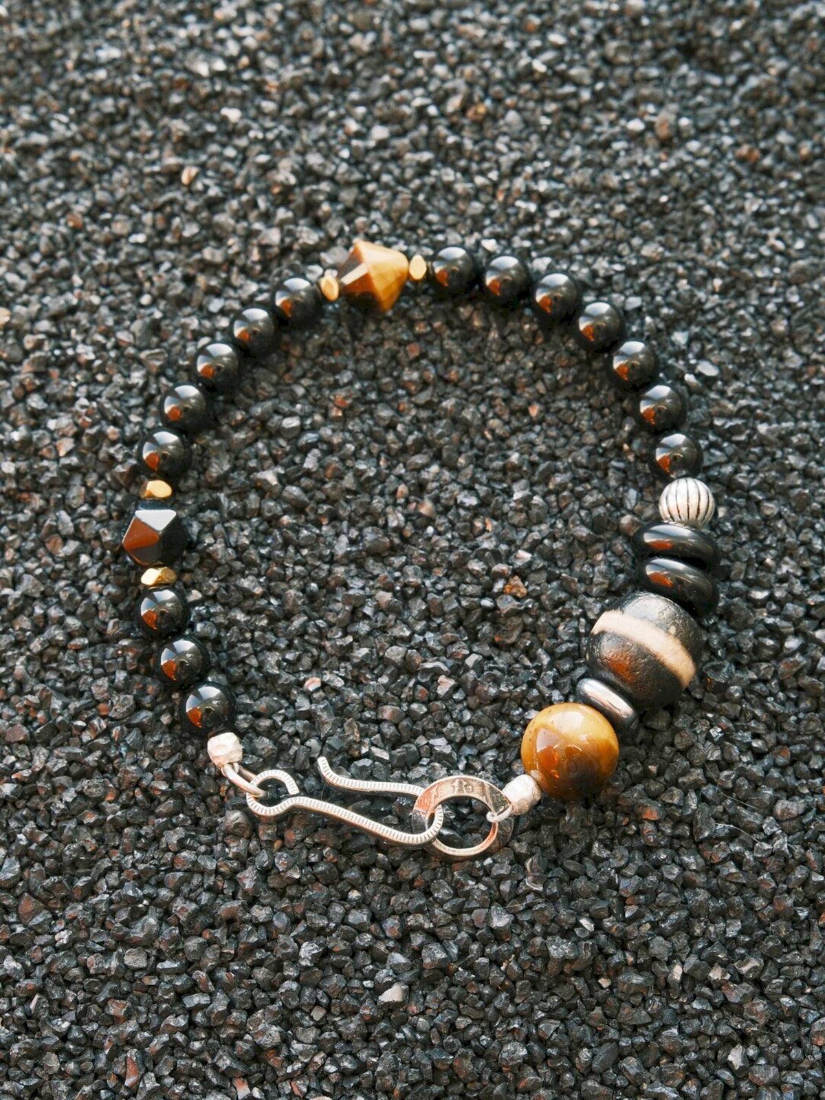 Urban Stoic Series | Black Dominion | Obsidian, Tiger Eye & Silver Bracelet