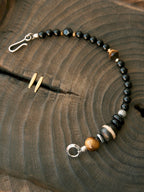 Urban Stoic Series | Black Dominion | Obsidian, Tiger Eye & Silver Bracelet