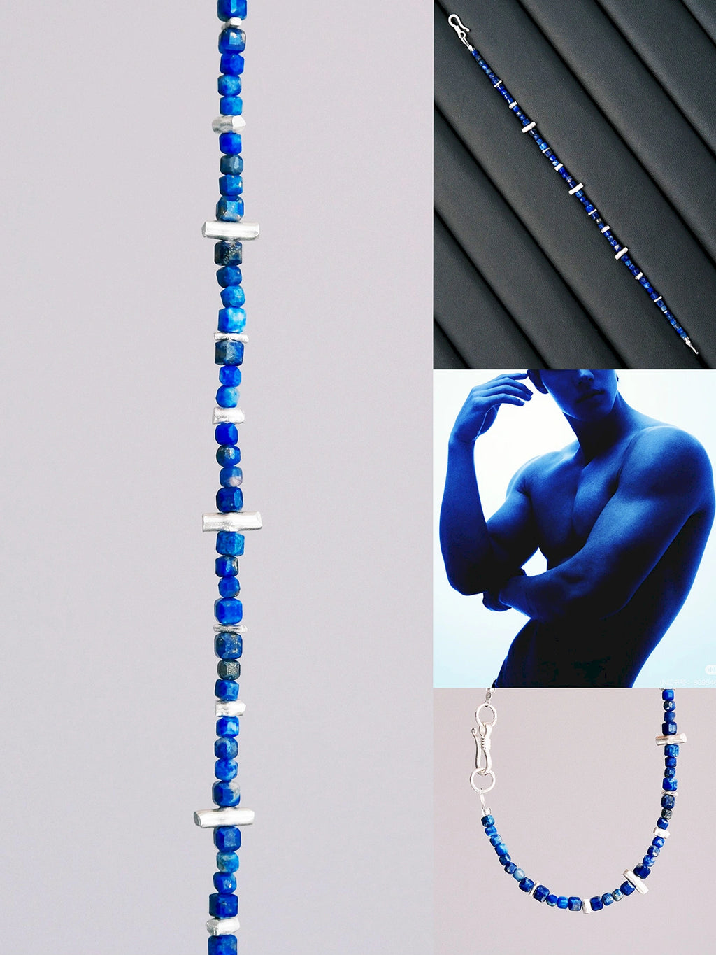 Identity Series | Blue Ascend | Lapis Lazuli & Hammered Silver Bracelet