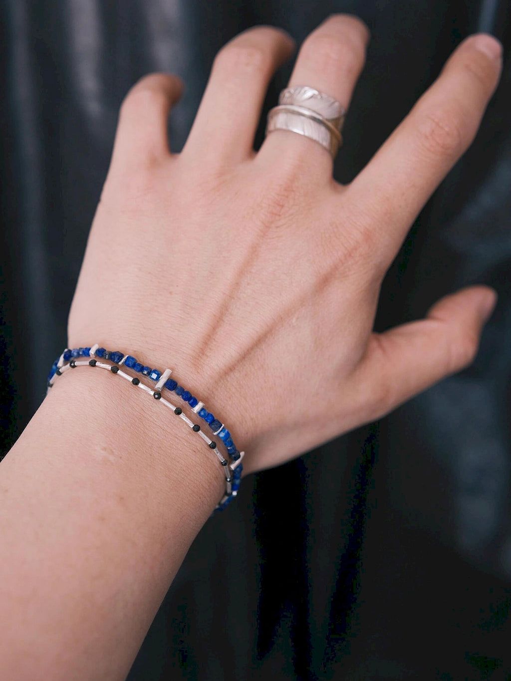 Identity Series | Blue Ascend | Lapis Lazuli & Hammered Silver Bracelet