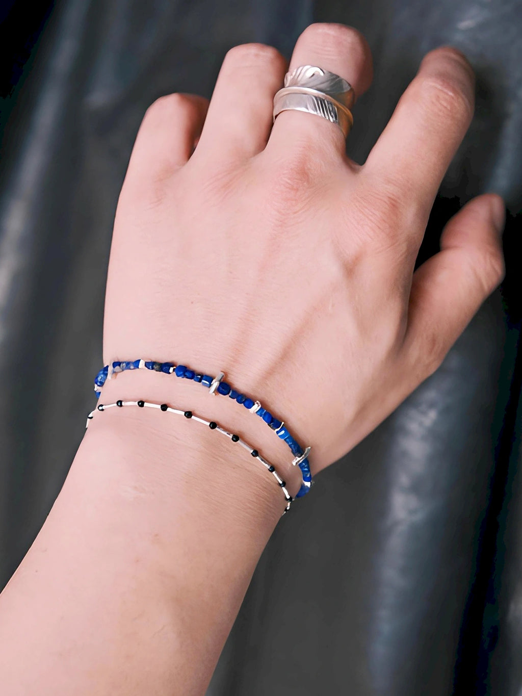 Identity Series | Blue Ascend | Lapis Lazuli & Hammered Silver Bracelet