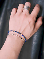 Identity Series | Blue Ascend | Lapis Lazuli & Hammered Silver Bracelet