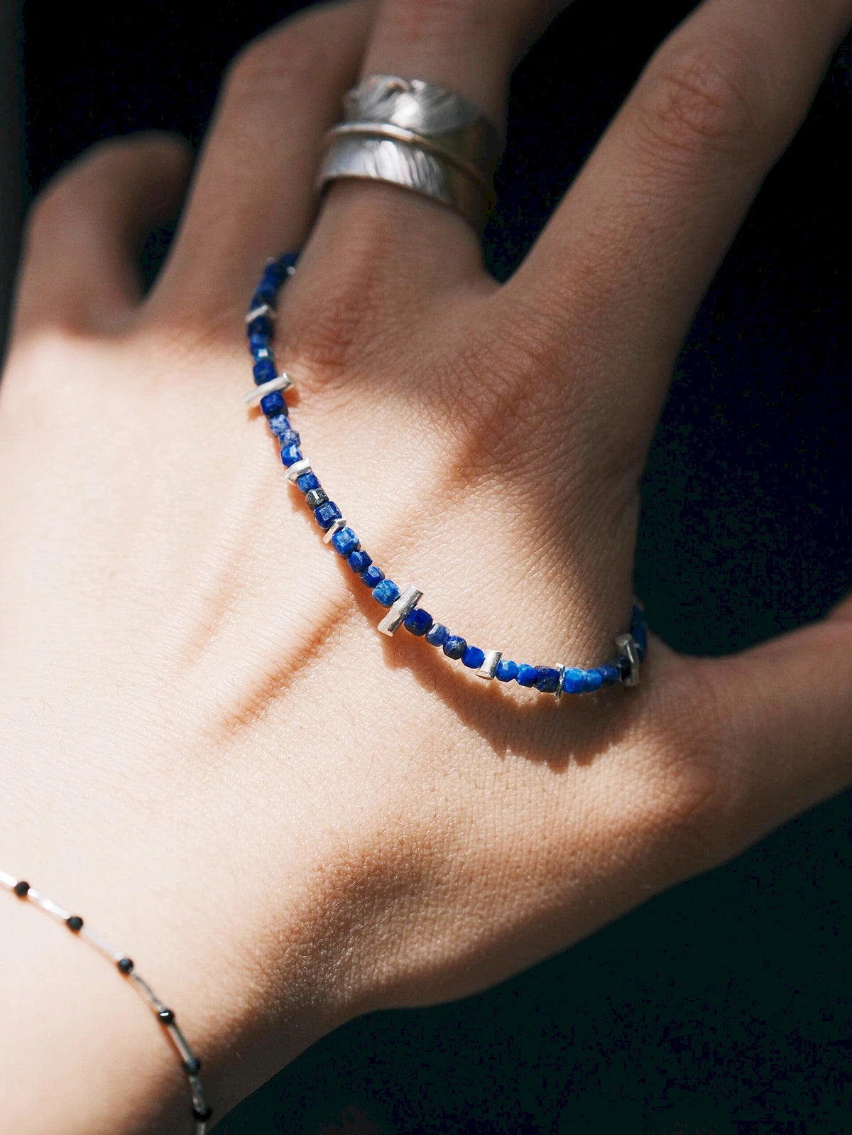 Identity Series | Blue Ascend | Lapis Lazuli & Hammered Silver Bracelet