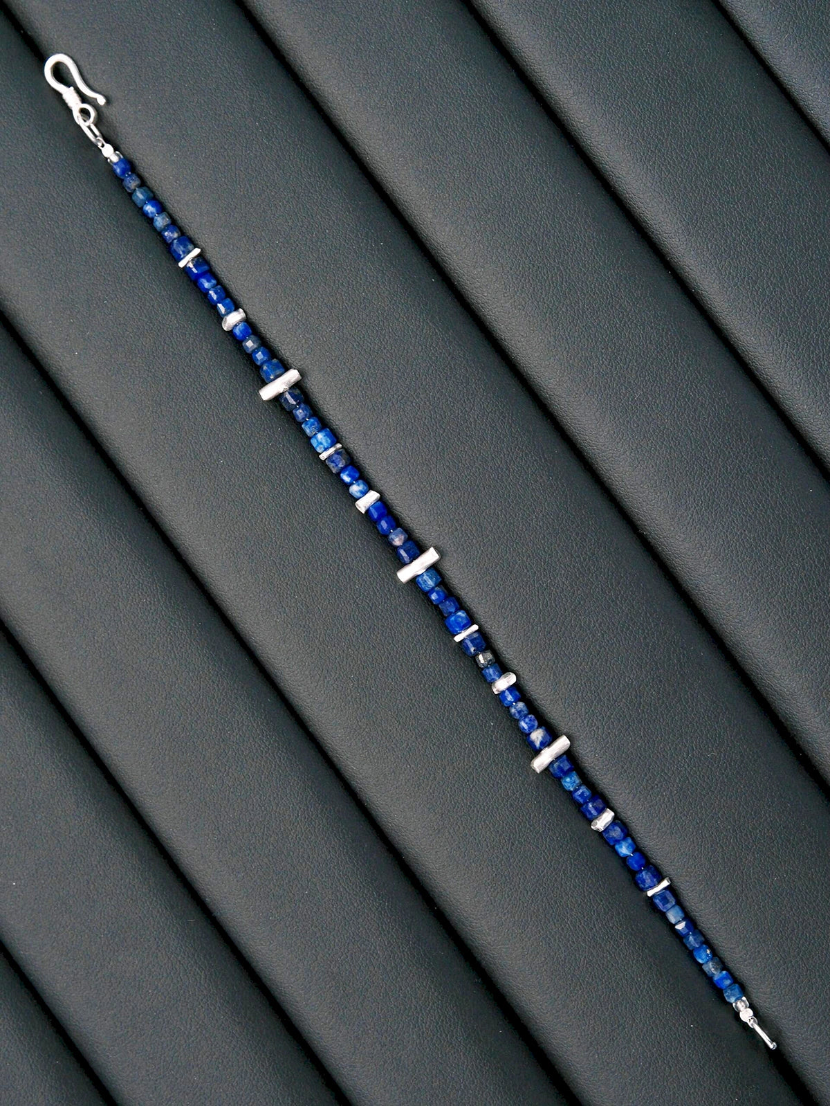 Identity Series | Blue Ascend | Lapis Lazuli & Hammered Silver Bracelet
