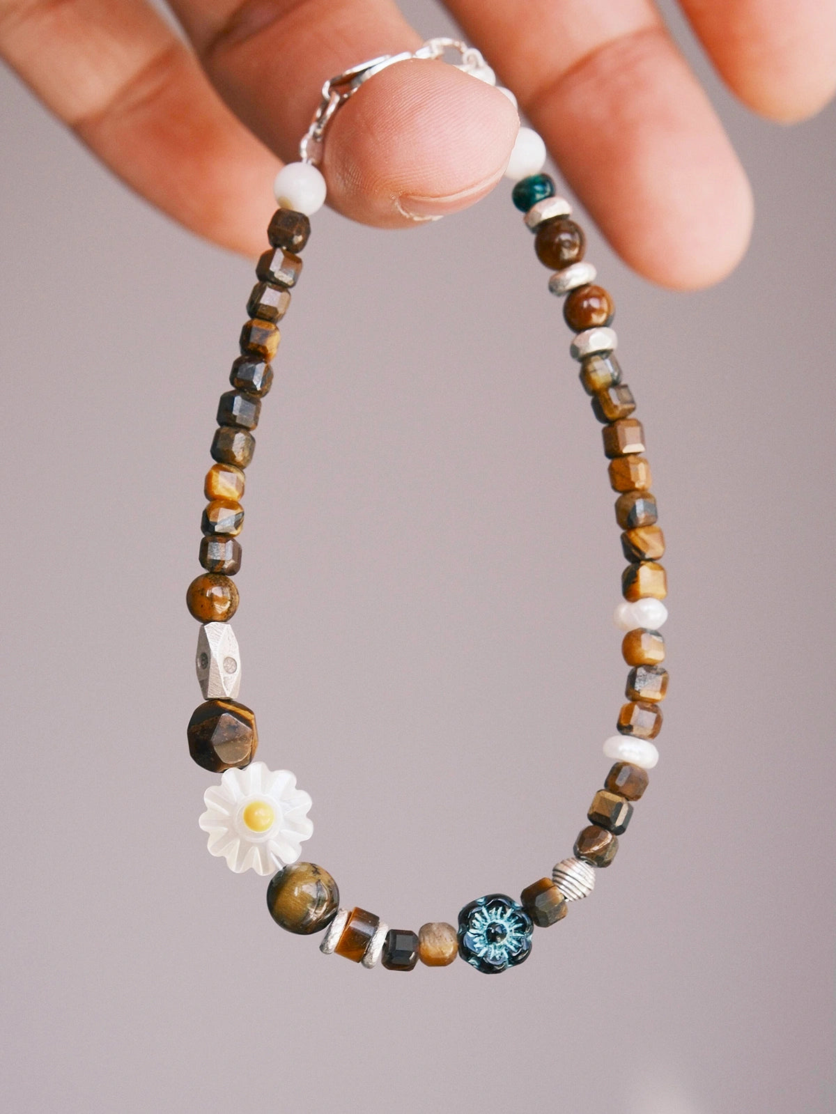 Identity Series | Daisy Youth | Tiger Eye, Mother-of-Pearl & Silver Bracelet