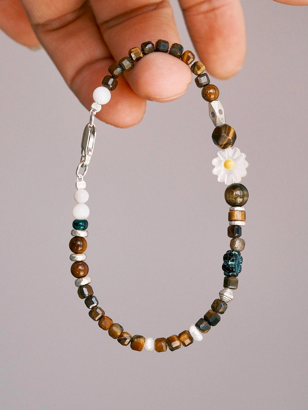 Identity Series | Daisy Youth | Tiger Eye, Mother-of-Pearl & Silver Bracelet