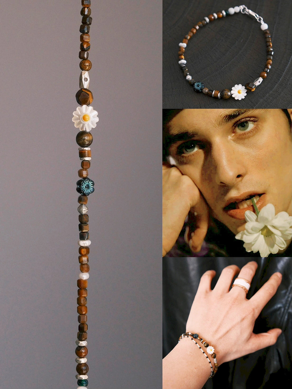 Identity Series | Daisy Youth | Tiger Eye, Mother-of-Pearl & Silver Bracelet