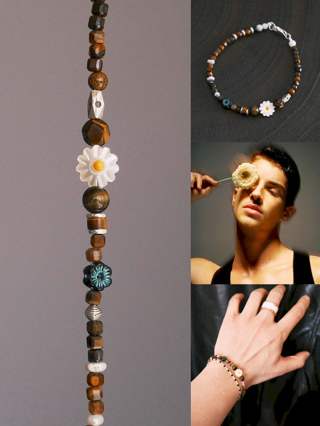 Identity Series | Daisy Youth | Tiger Eye, Mother-of-Pearl & Silver Bracelet