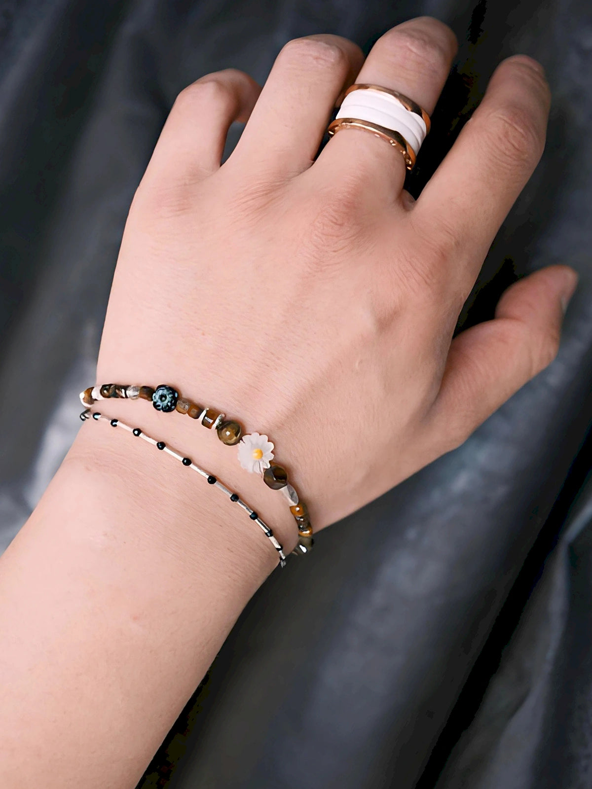 Identity Series | Daisy Youth | Tiger Eye, Mother-of-Pearl & Silver Bracelet