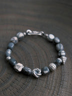 Urban Stoic Series | Grey Orbit | Webbed Jasper-Style Stone & Sterling Silver Bracelet