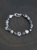 Urban Stoic Series | Grey Orbit | Webbed Jasper-Style Stone & Sterling Silver Bracelet