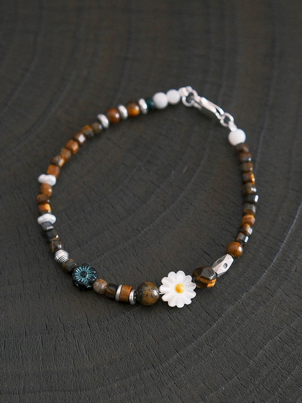 Identity Series | Daisy Youth | Tiger Eye, Mother-of-Pearl & Silver Bracelet