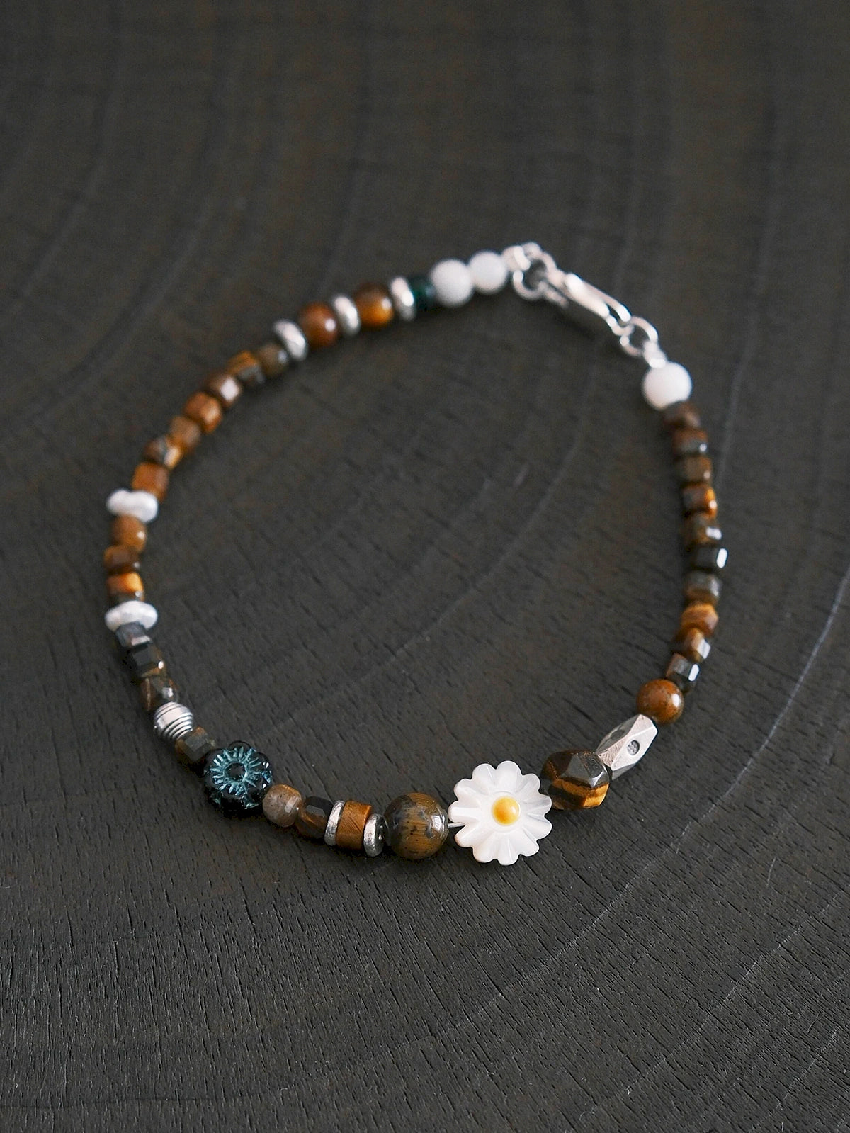 Identity Series | Daisy Youth | Tiger Eye, Mother-of-Pearl & Silver Bracelet