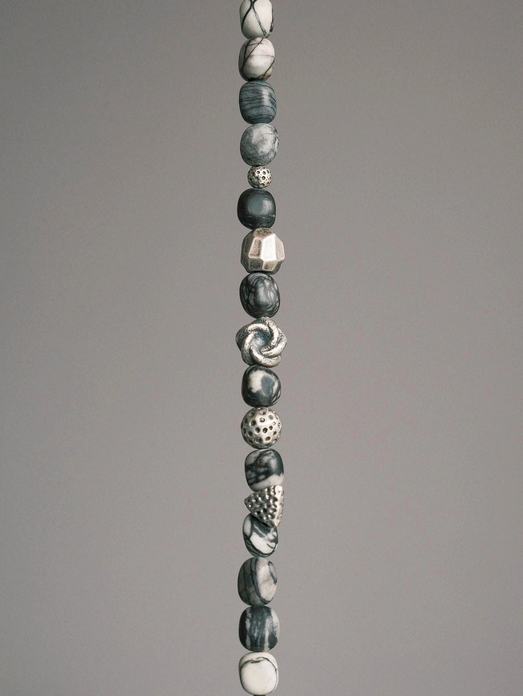 Urban Stoic Series | Grey Orbit | Webbed Jasper-Style Stone & Sterling Silver Bracelet