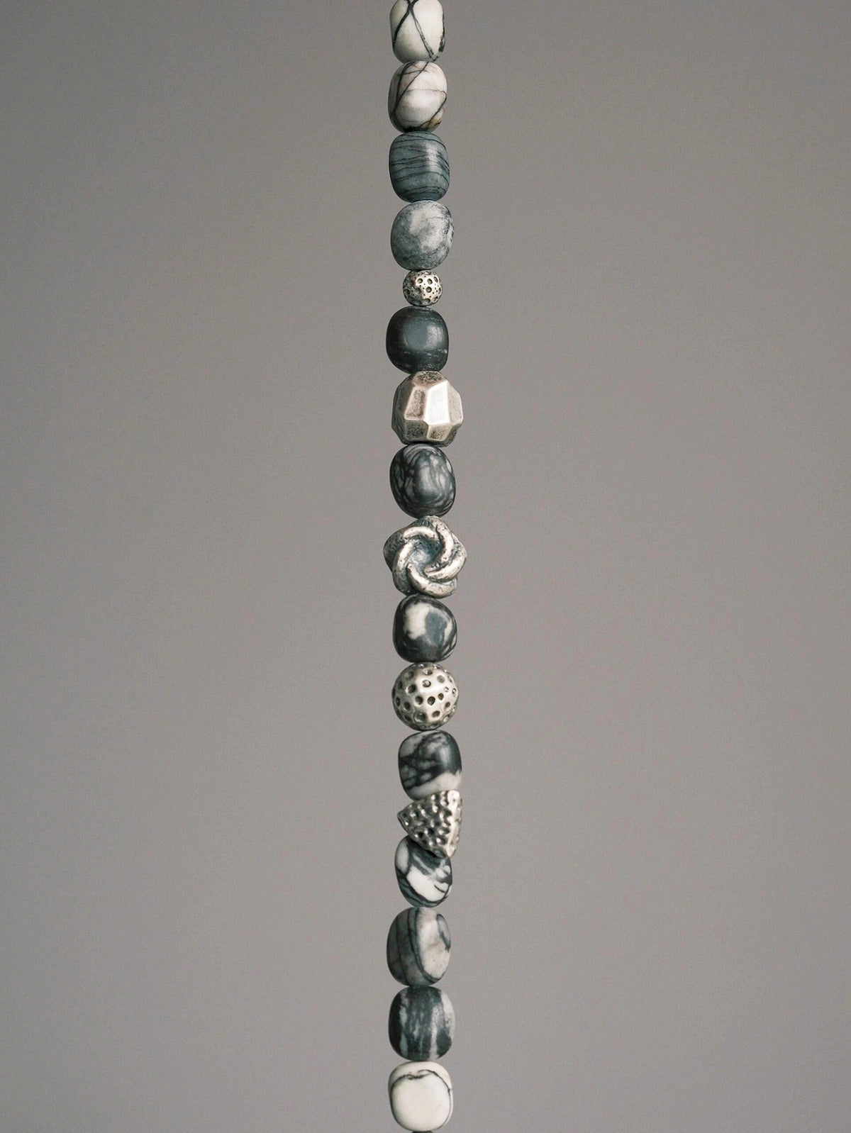 Urban Stoic Series | Grey Orbit | Webbed Jasper-Style Stone & Sterling Silver Bracelet