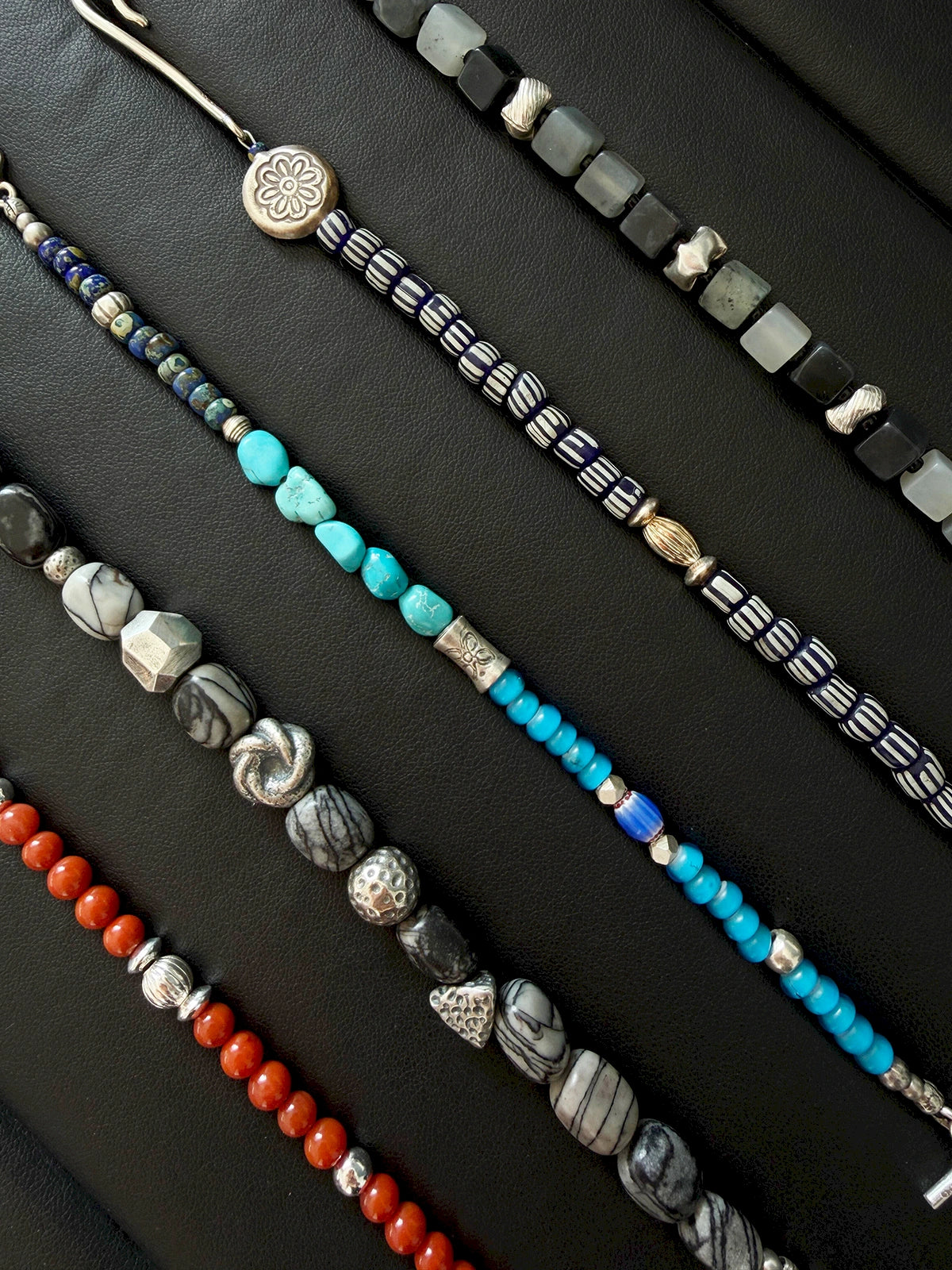 Urban Stoic Series | Grey Orbit | Webbed Jasper-Style Stone & Sterling Silver Bracelet