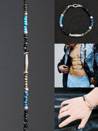 Identity Series | Cyan Wayfarer | Miyuki Colored-Glaze & Hammered Silver Bracelet