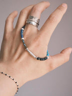Identity Series | Cyan Wayfarer | Miyuki Colored-Glaze & Hammered Silver Bracelet