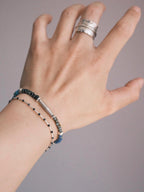 Identity Series | Cyan Wayfarer | Miyuki Colored-Glaze & Hammered Silver Bracelet