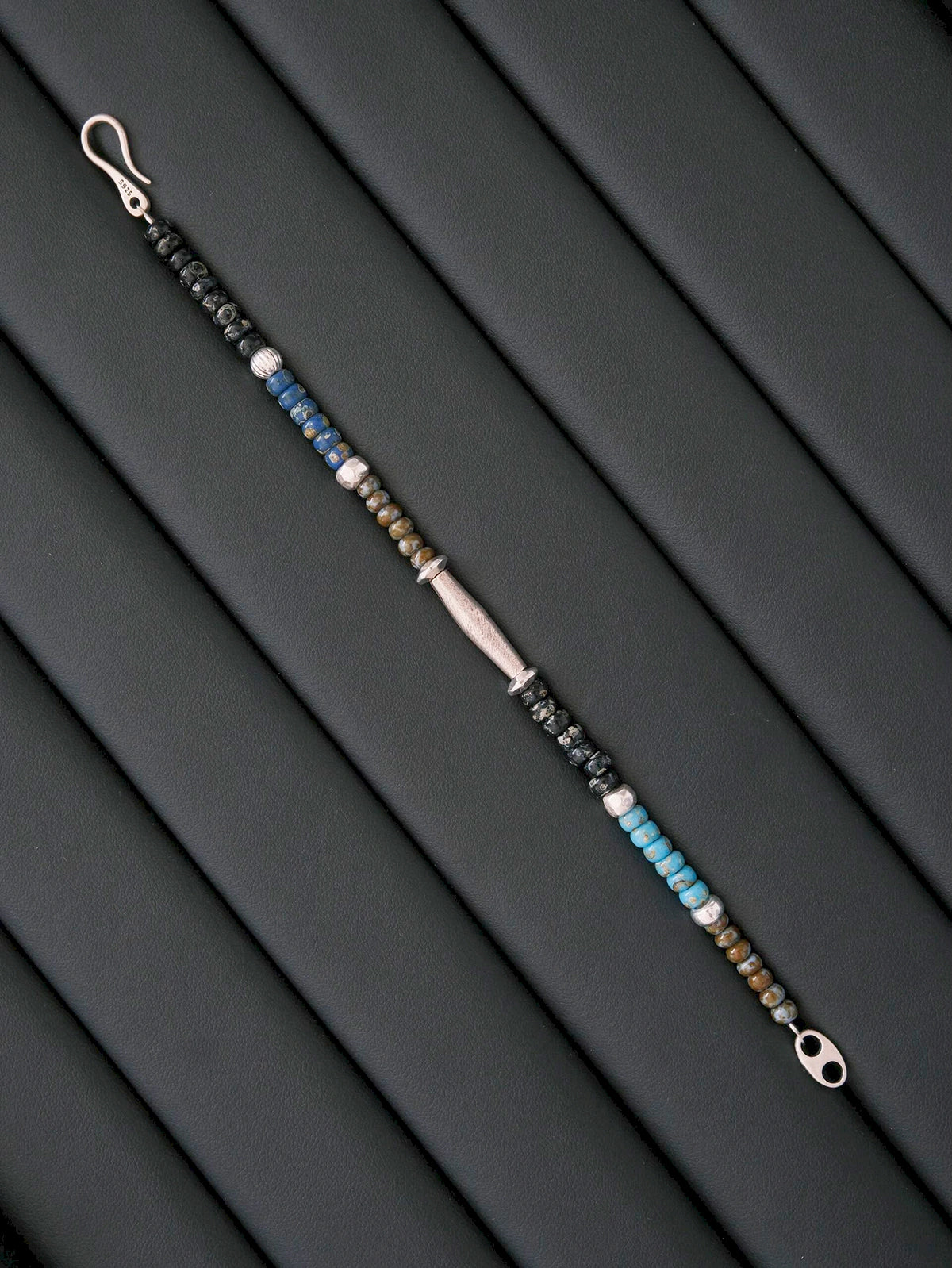 Identity Series | Cyan Wayfarer | Miyuki Colored-Glaze & Hammered Silver Bracelet