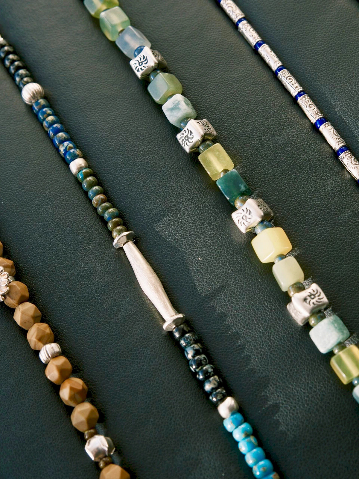 Identity Series | Cyan Wayfarer | Miyuki Colored-Glaze & Hammered Silver Bracelet