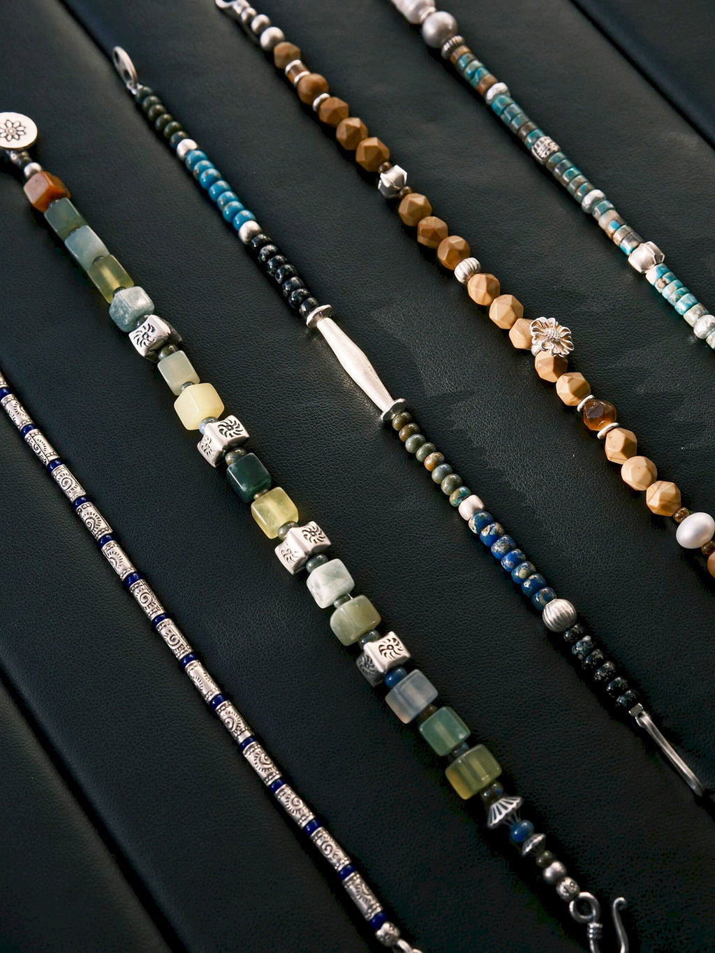 Identity Series | Cyan Wayfarer | Miyuki Colored-Glaze & Hammered Silver Bracelet