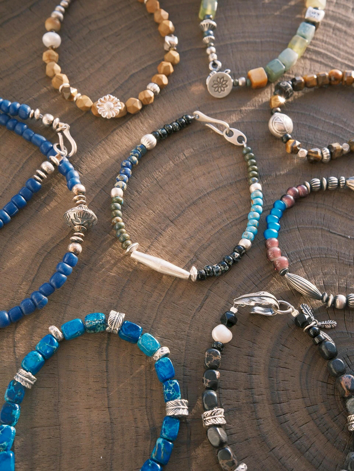 Identity Series | Cyan Wayfarer | Miyuki Colored-Glaze & Hammered Silver Bracelet