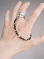 Mineral Soul Series | Black Astra | Golden Obsidian & Hammered Silver Bracelet